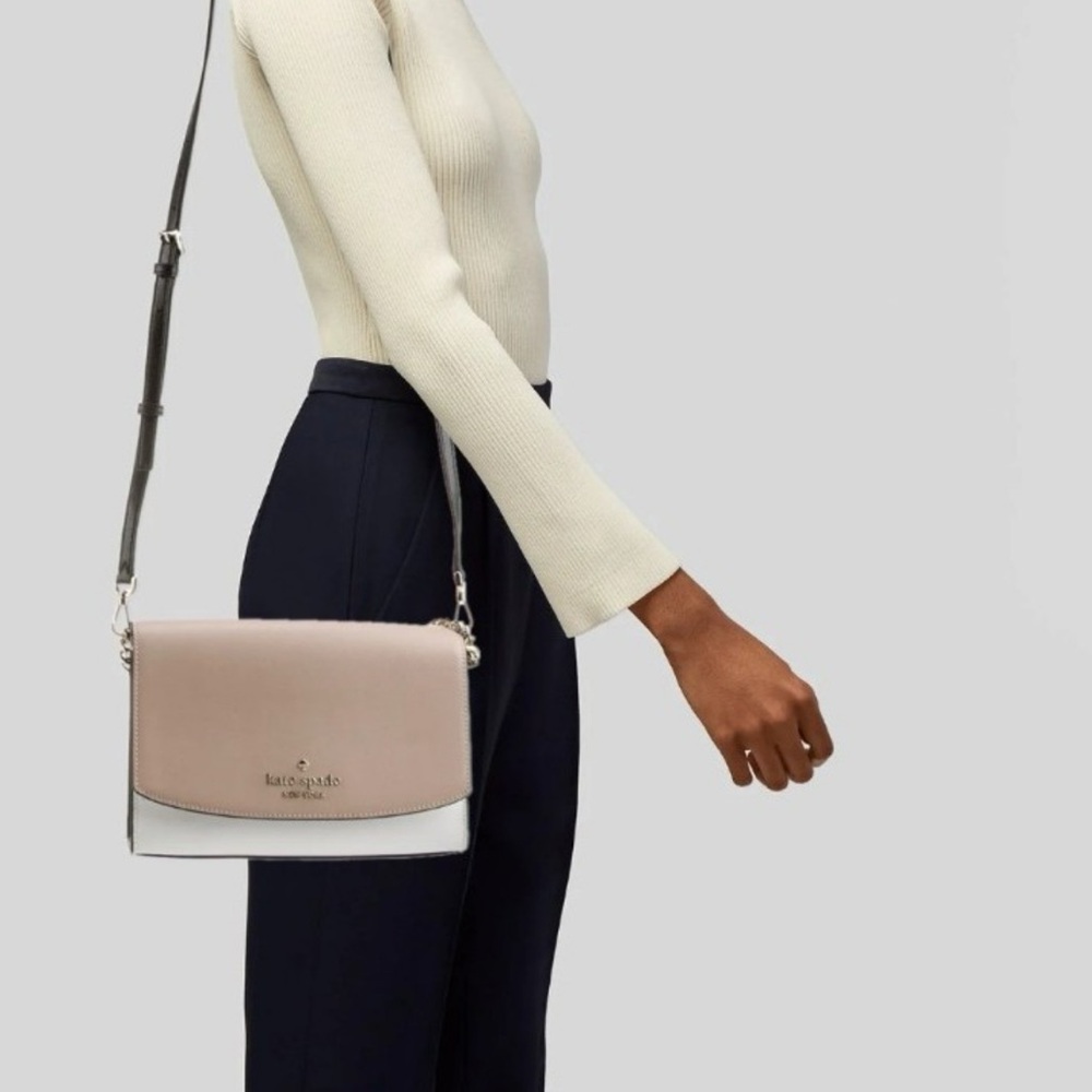 Kate Spade Taupe and White Crossbody Bag